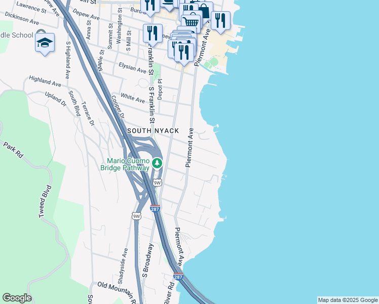 map of restaurants, bars, coffee shops, grocery stores, and more near 236 Piermont Avenue in Nyack