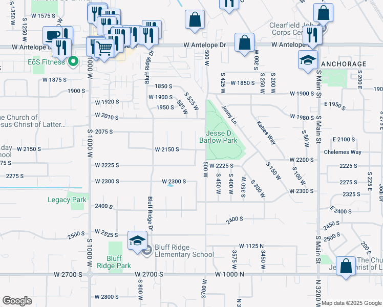 map of restaurants, bars, coffee shops, grocery stores, and more near 563 West 2150 South in Syracuse