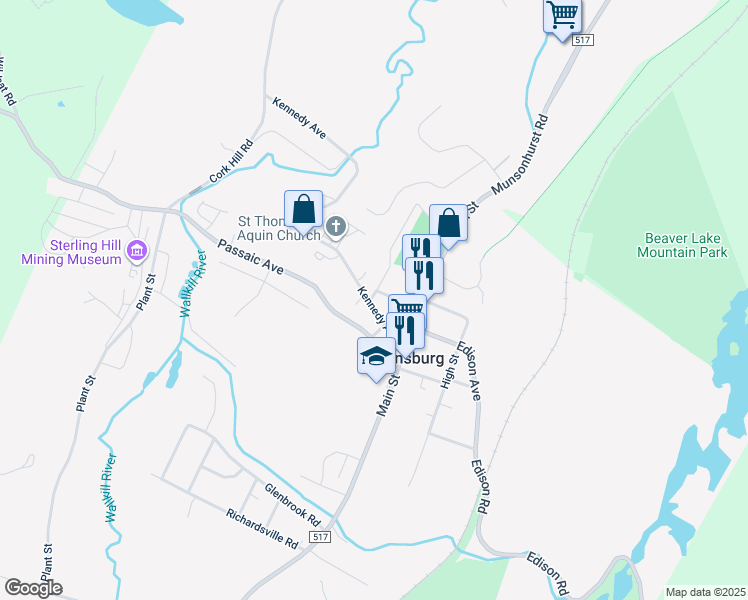 map of restaurants, bars, coffee shops, grocery stores, and more near 25 Kennedy Avenue in Ogdensburg