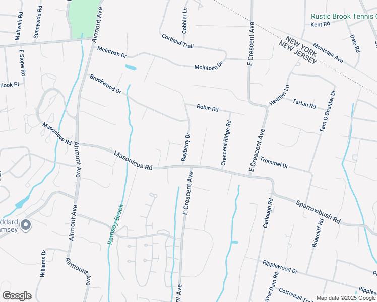 map of restaurants, bars, coffee shops, grocery stores, and more near 14 Bayberry Drive in Mahwah