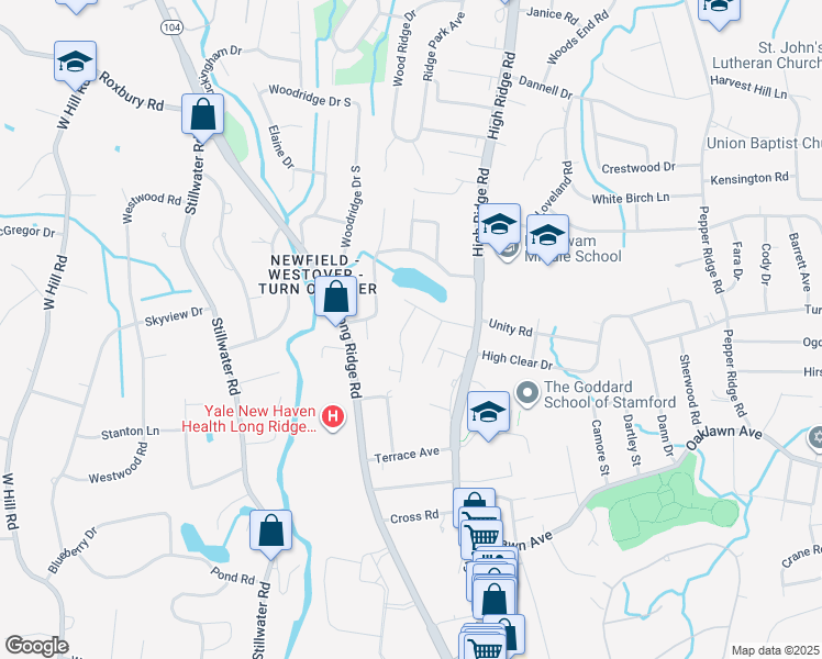 map of restaurants, bars, coffee shops, grocery stores, and more near 18 Deacon Hill Road in Stamford