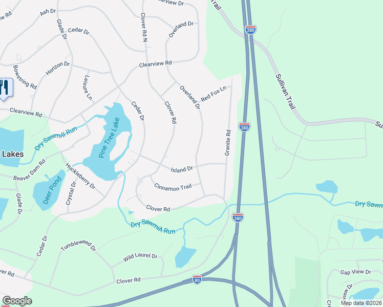 map of restaurants, bars, coffee shops, grocery stores, and more near 5575 Overland Drive in Long Pond