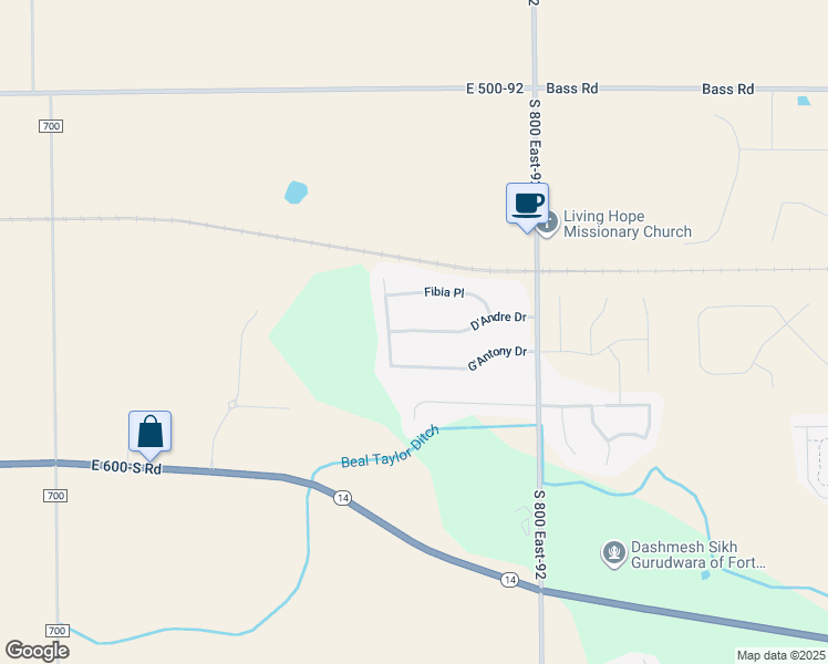 map of restaurants, bars, coffee shops, grocery stores, and more near 7767 G Antony Dr-92 in Fort Wayne
