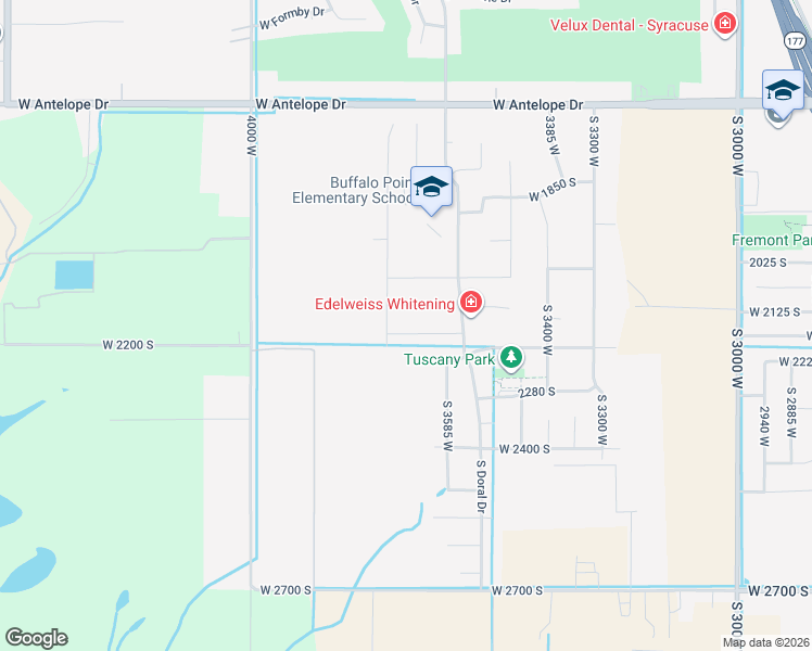 map of restaurants, bars, coffee shops, grocery stores, and more near 3684 West 2170 South in Syracuse