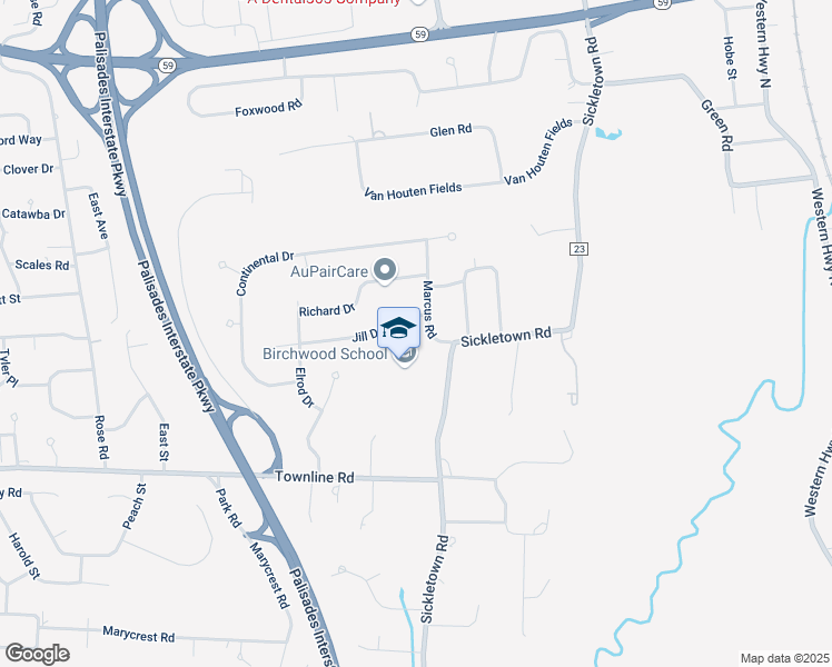 map of restaurants, bars, coffee shops, grocery stores, and more near 5 Marcus Road in West Nyack