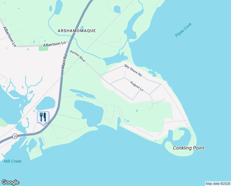 map of restaurants, bars, coffee shops, grocery stores, and more near 2180 Kerwin Boulevard in Greenport