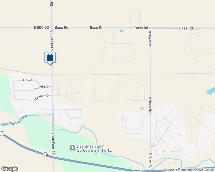 map of restaurants, bars, coffee shops, grocery stores, and more near 615 North Noyer Road in Fort Wayne