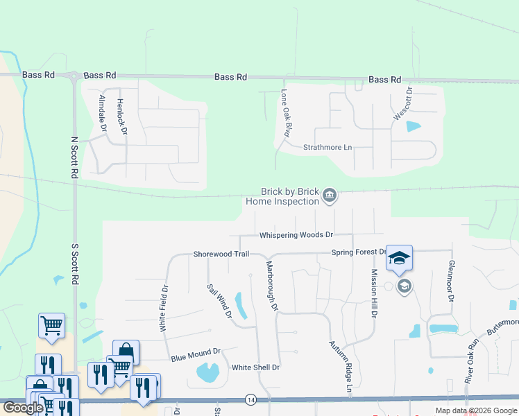map of restaurants, bars, coffee shops, grocery stores, and more near 312 Silver Maple in Fort Wayne