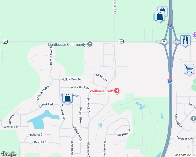 map of restaurants, bars, coffee shops, grocery stores, and more near 1001 Claudia Lane in Findlay