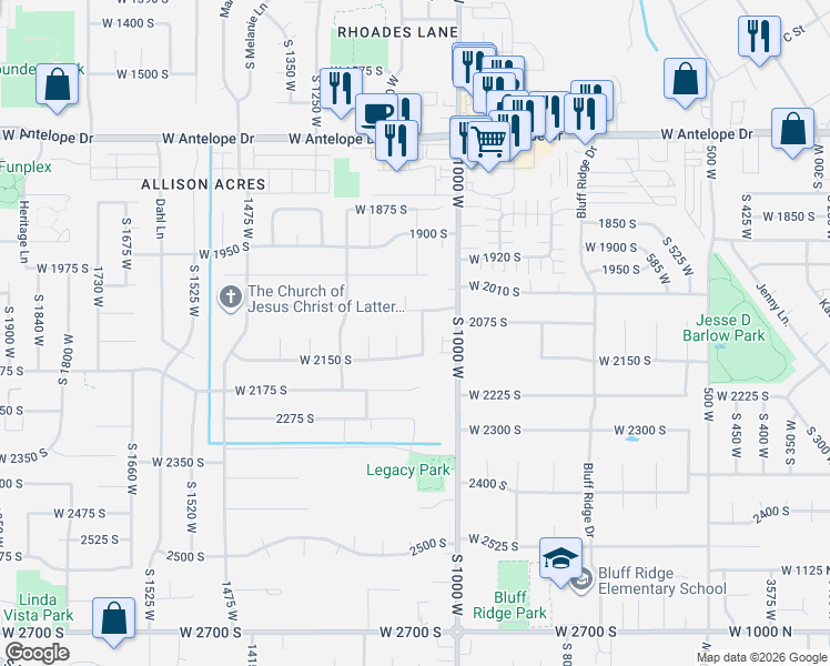 map of restaurants, bars, coffee shops, grocery stores, and more near 2092 1070 West in Syracuse