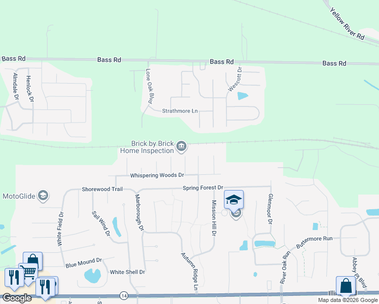 map of restaurants, bars, coffee shops, grocery stores, and more near 320 Spring Forest Ct in Fort Wayne