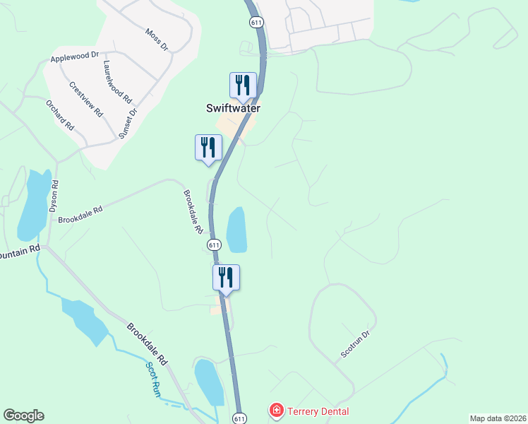 map of restaurants, bars, coffee shops, grocery stores, and more near 5158 Spring Drive in Swiftwater