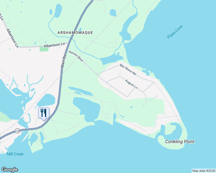 map of restaurants, bars, coffee shops, grocery stores, and more near 2180 Kerwin Boulevard in Greenport
