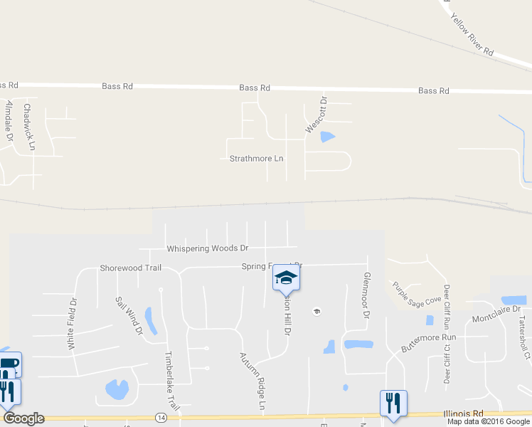 map of restaurants, bars, coffee shops, grocery stores, and more near 319 Elliot Wood Place in Fort Wayne