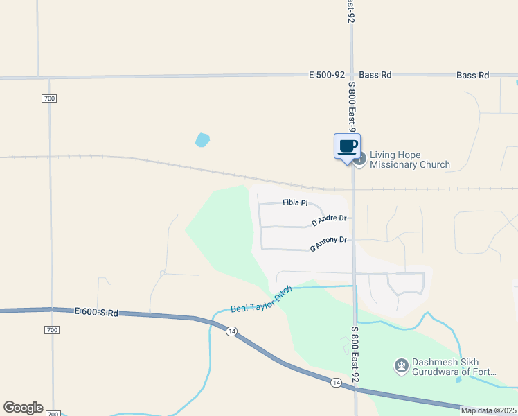 map of restaurants, bars, coffee shops, grocery stores, and more near 7800-7874 Fibia PL-92 in Fort Wayne