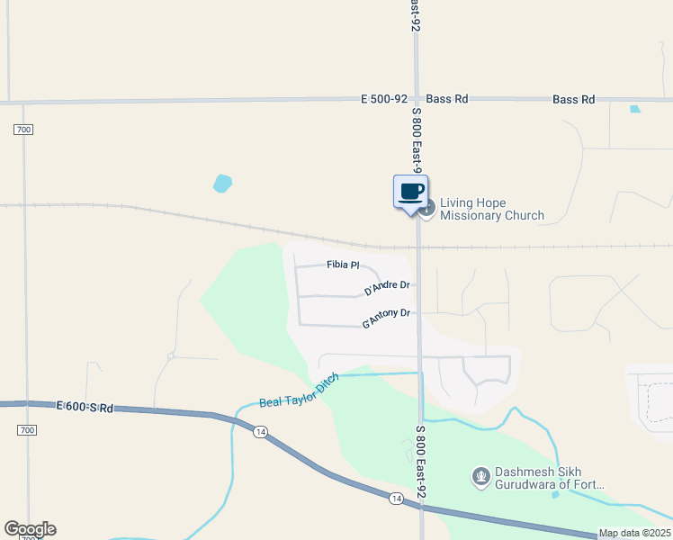 map of restaurants, bars, coffee shops, grocery stores, and more near 7800 Fibia Place in Fort Wayne