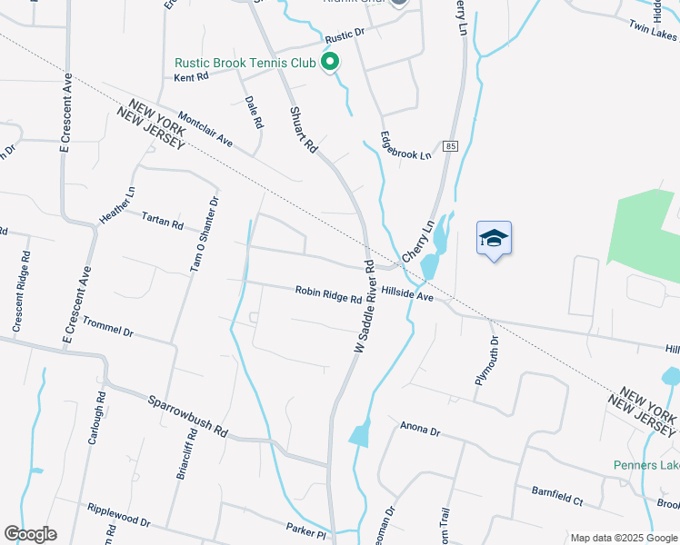 map of restaurants, bars, coffee shops, grocery stores, and more near 10 Cherry Lane in Upper Saddle River