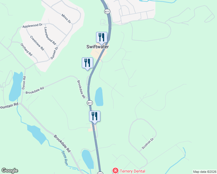 map of restaurants, bars, coffee shops, grocery stores, and more near 5158 Spring Drive in Swiftwater