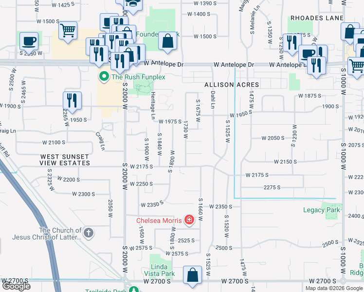 map of restaurants, bars, coffee shops, grocery stores, and more near 2082 1730 West in Syracuse