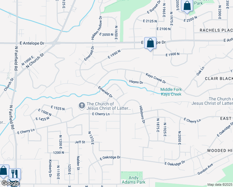map of restaurants, bars, coffee shops, grocery stores, and more near 1516 East Heather Circle in Layton