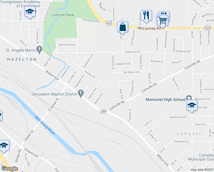 map of restaurants, bars, coffee shops, grocery stores, and more near 2160 Hickory Street in Campbell