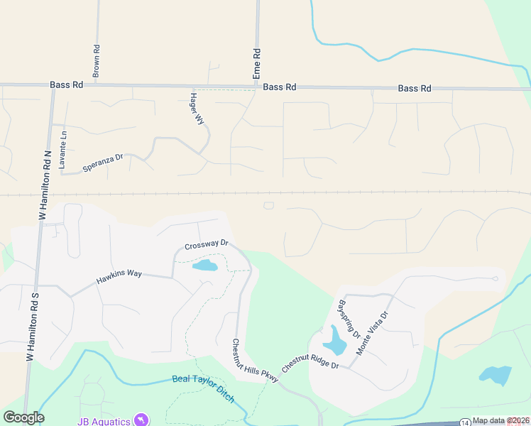 map of restaurants, bars, coffee shops, grocery stores, and more near 11413 Bass Road in Fort Wayne