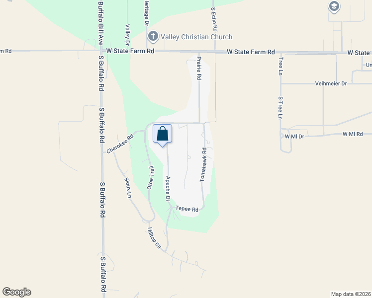 map of restaurants, bars, coffee shops, grocery stores, and more near 600-1098 Arrowhead Drive in North Platte