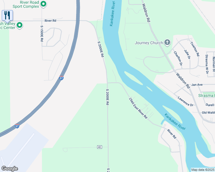 map of restaurants, bars, coffee shops, grocery stores, and more near 2021 River Road in Kankakee