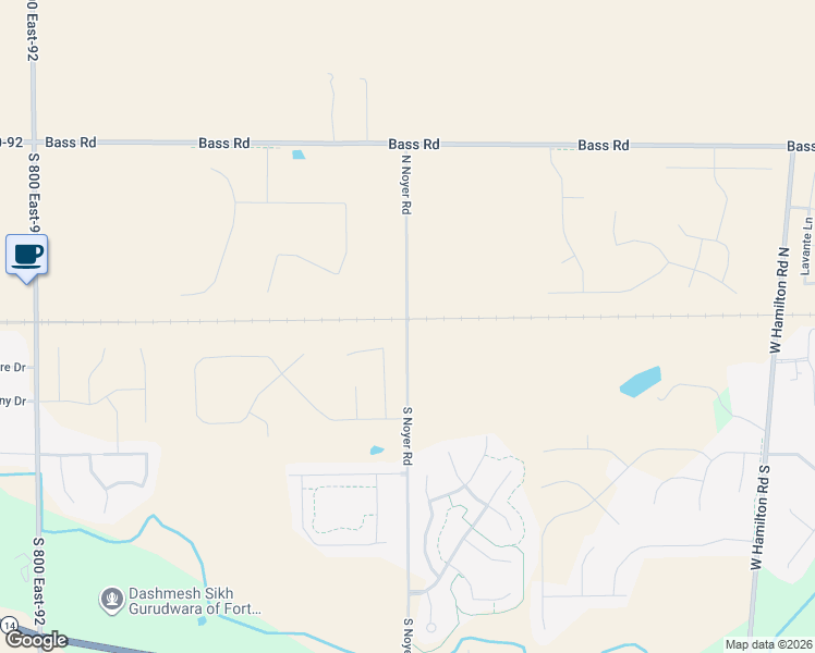 map of restaurants, bars, coffee shops, grocery stores, and more near 703 North Noyer Road in Fort Wayne