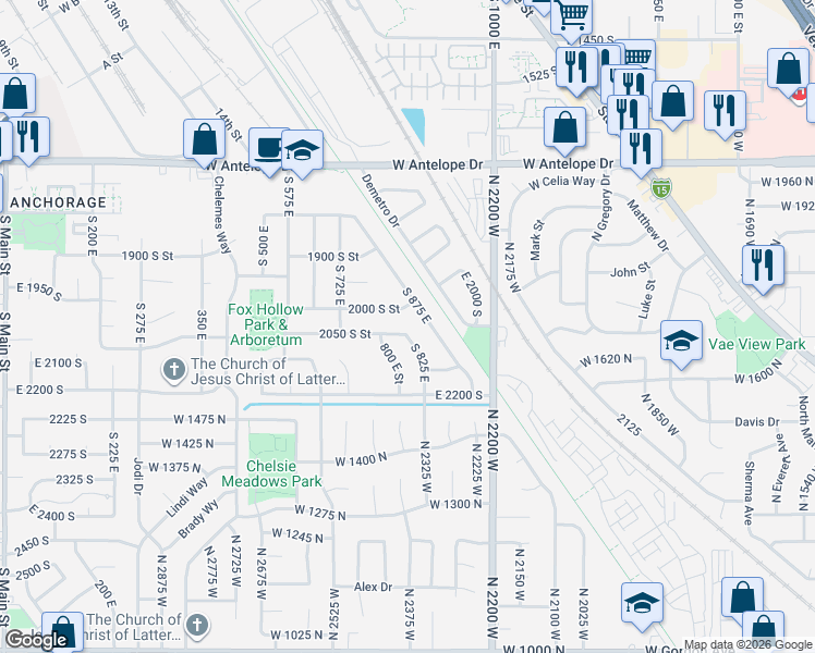 map of restaurants, bars, coffee shops, grocery stores, and more near 821 2050 South Street in Clearfield