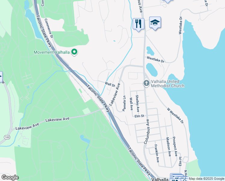 map of restaurants, bars, coffee shops, grocery stores, and more near 51 Leroy Avenue in Valhalla