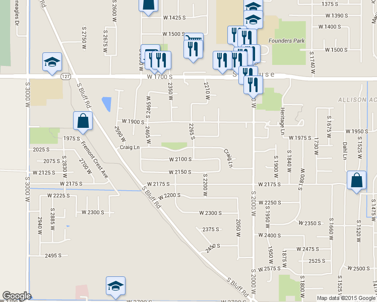 map of restaurants, bars, coffee shops, grocery stores, and more near 2291 Craig Lane in Syracuse