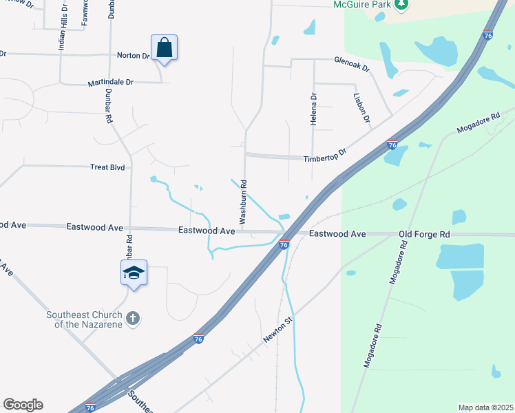 map of restaurants, bars, coffee shops, grocery stores, and more near 585 Washburn Road in Tallmadge