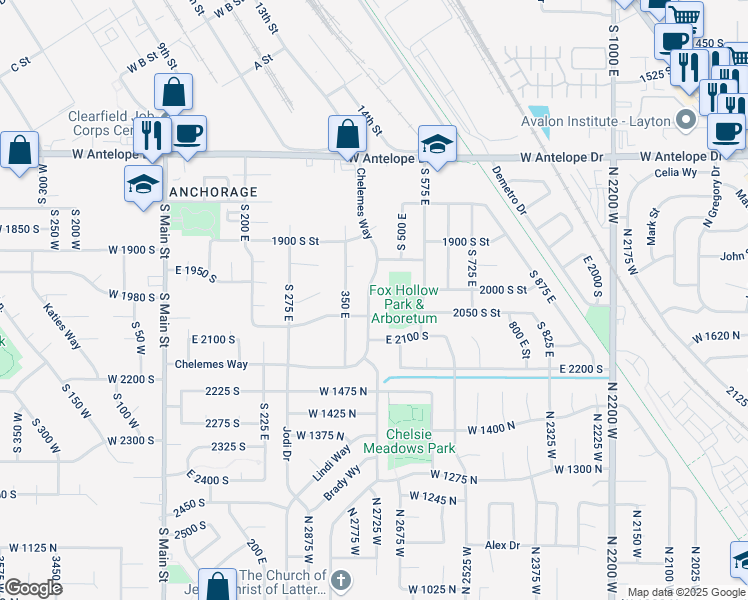 map of restaurants, bars, coffee shops, grocery stores, and more near 1971 Chelemes Way in Clearfield