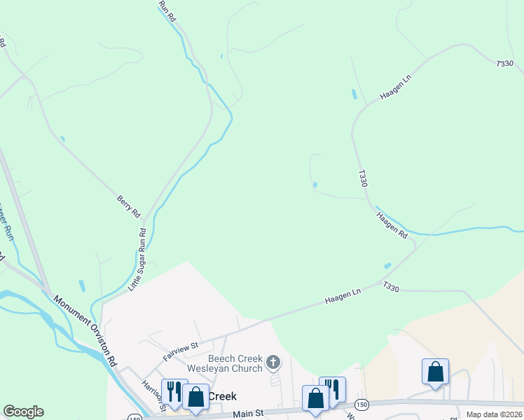 map of restaurants, bars, coffee shops, grocery stores, and more near in Beech Creek