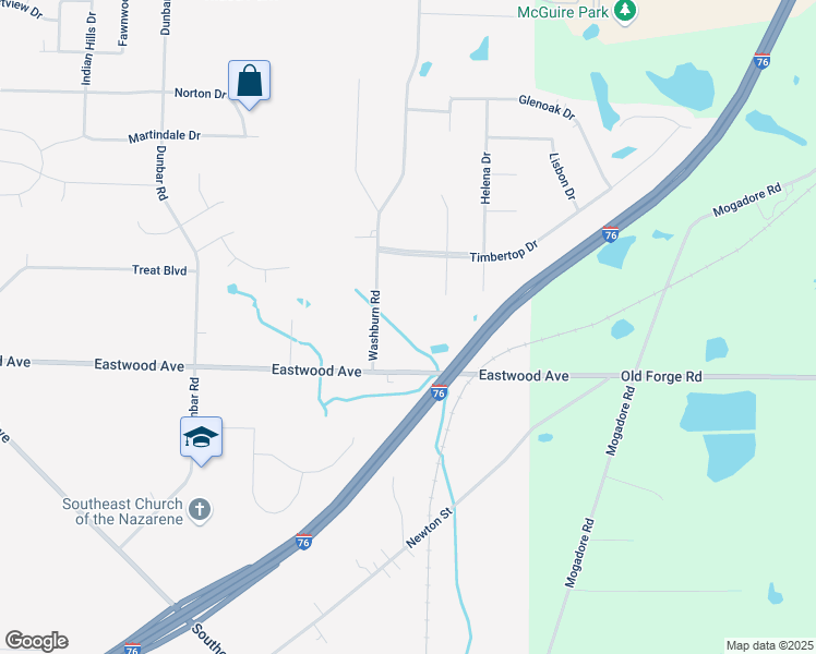map of restaurants, bars, coffee shops, grocery stores, and more near 585 Washburn Road in Tallmadge