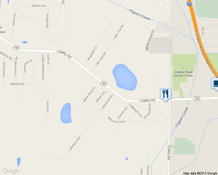map of restaurants, bars, coffee shops, grocery stores, and more near 2131 Copley Road in Akron
