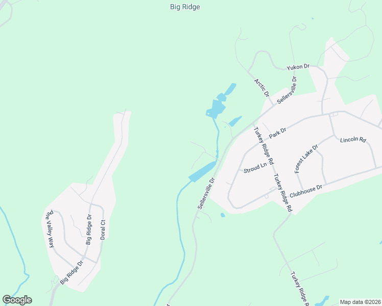 map of restaurants, bars, coffee shops, grocery stores, and more near Sellersville Drive in East Stroudsburg