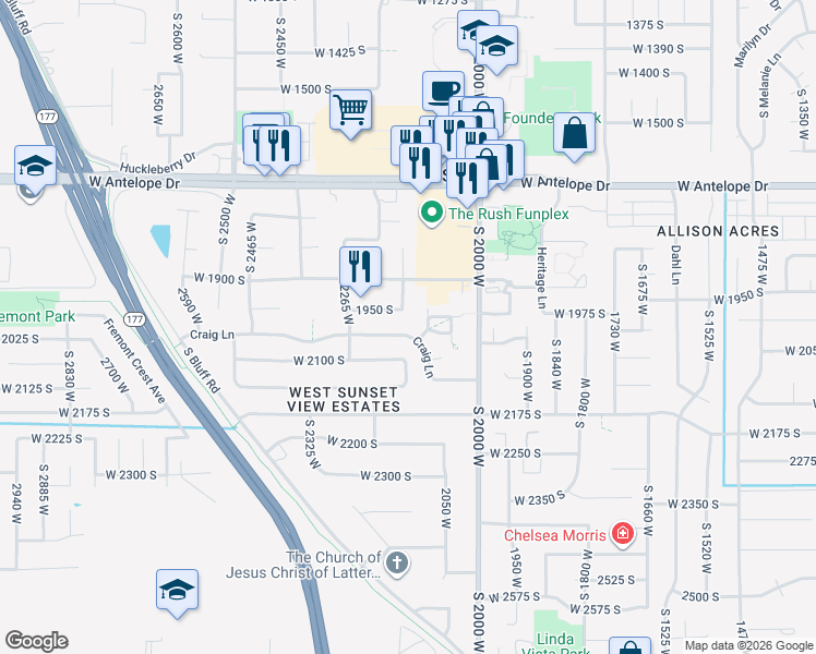 map of restaurants, bars, coffee shops, grocery stores, and more near 2138 Craig Lane in Syracuse
