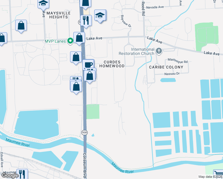 map of restaurants, bars, coffee shops, grocery stores, and more near 325 Inwood Dr in Fort Wayne