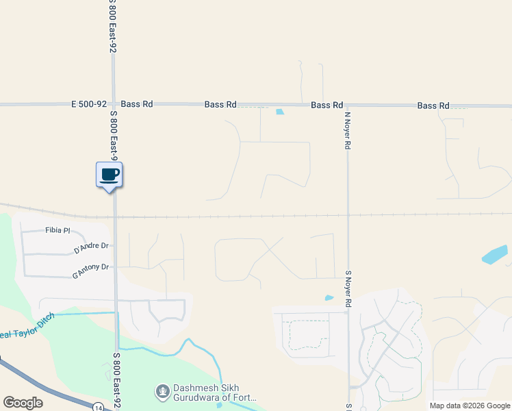 map of restaurants, bars, coffee shops, grocery stores, and more near 615 North Noyer Road in Fort Wayne