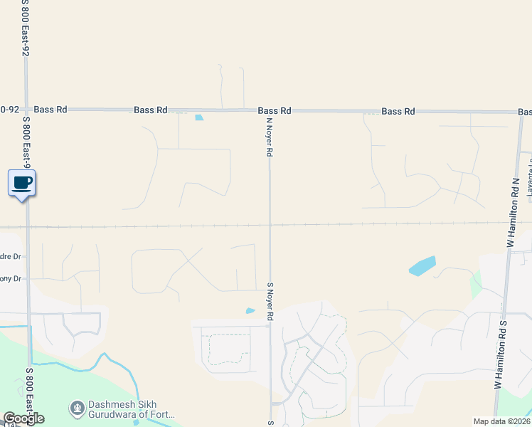 map of restaurants, bars, coffee shops, grocery stores, and more near 791 North Noyer Road in Fort Wayne