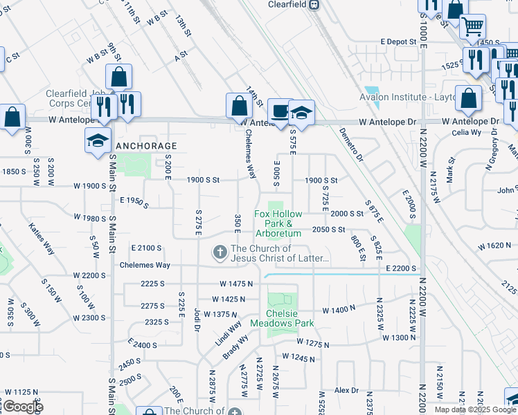 map of restaurants, bars, coffee shops, grocery stores, and more near 1971 Chelemes Way in Clearfield