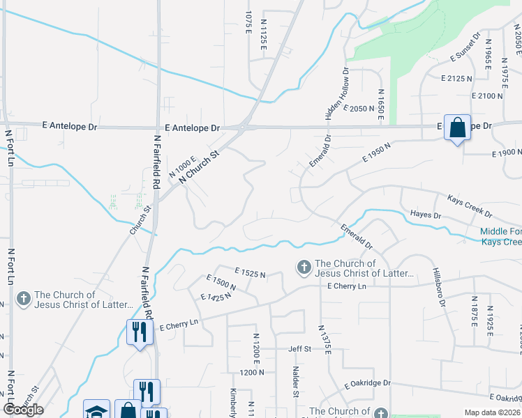 map of restaurants, bars, coffee shops, grocery stores, and more near 1224 East Amaryllis Way in Layton