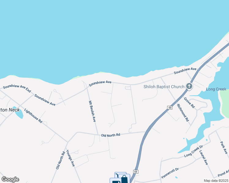 map of restaurants, bars, coffee shops, grocery stores, and more near 365 Chablis Path in Southold