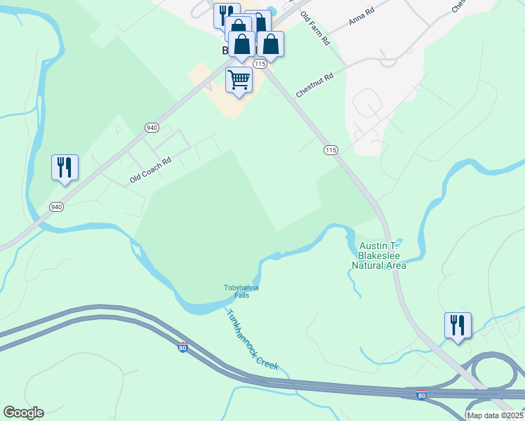 map of restaurants, bars, coffee shops, grocery stores, and more near in Blakeslee