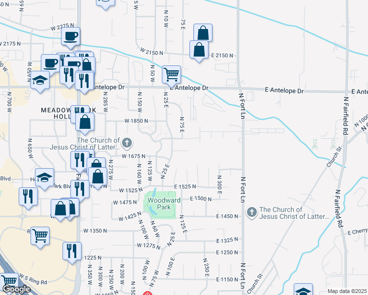 map of restaurants, bars, coffee shops, grocery stores, and more near 63 1720 North in Layton