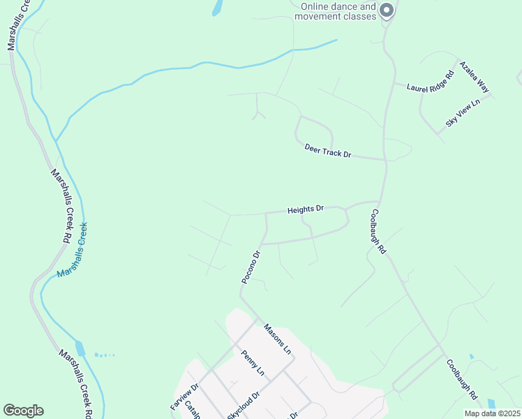 map of restaurants, bars, coffee shops, grocery stores, and more near 3256 Heights Drive in East Stroudsburg