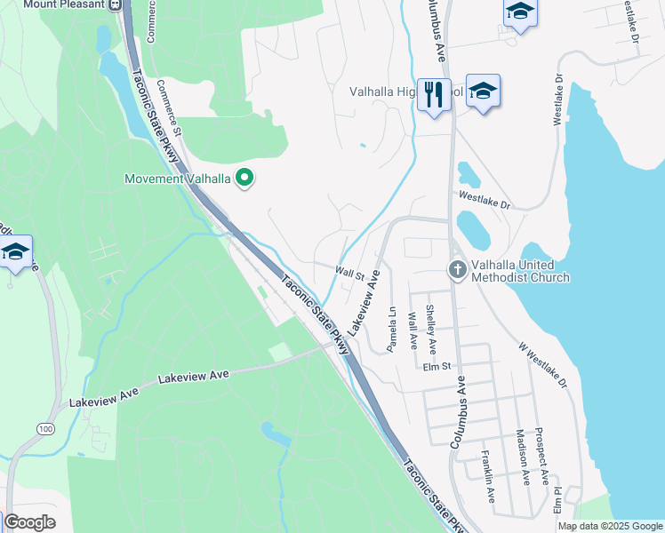 map of restaurants, bars, coffee shops, grocery stores, and more near 14 Grand Boulevard in Valhalla