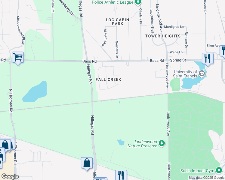 map of restaurants, bars, coffee shops, grocery stores, and more near 3631 Summit View Place in Fort Wayne